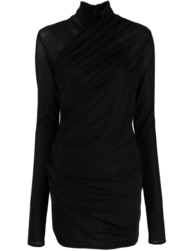 Black Ruched Mini Dress