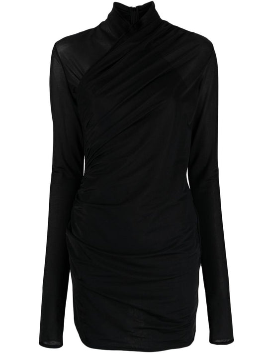 Black Ruched Mini Dress