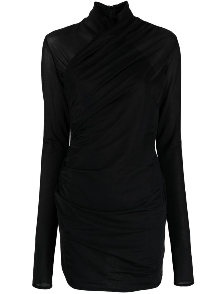 Black Ruched Mini Dress
