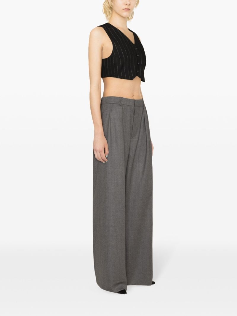 Grey Wide-leg Wool Trousers