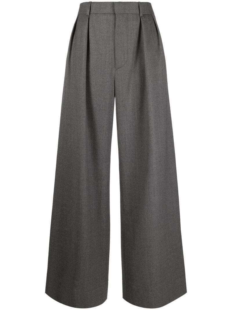 Grey Wide-leg Wool Trousers