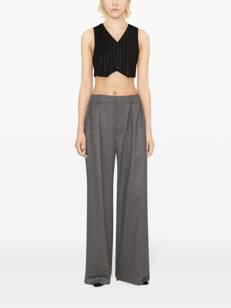Grey Wide-leg Wool Trousers