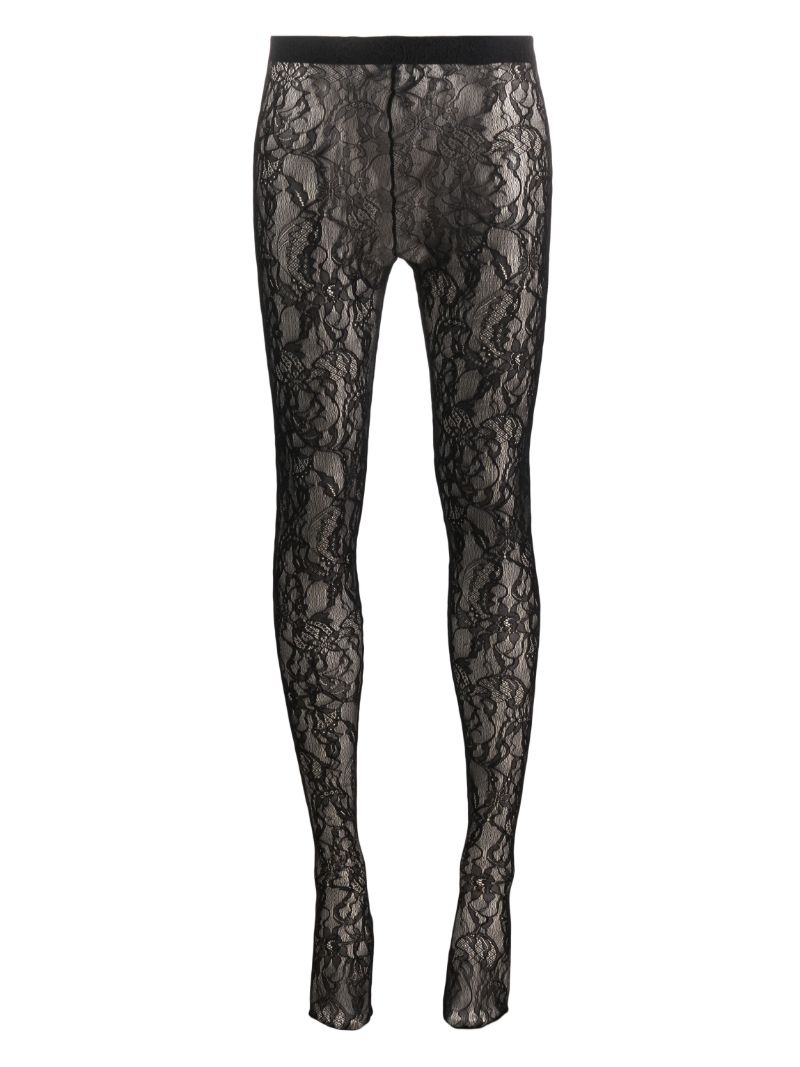 Black Floral Lace Tights