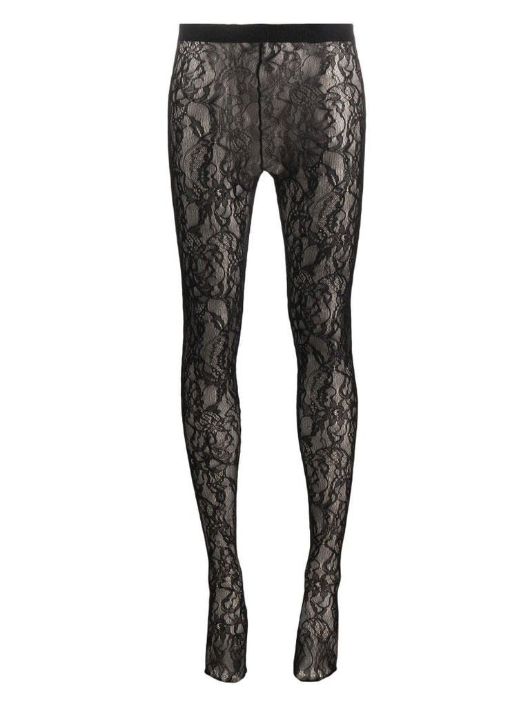 Black Floral Lace Tights