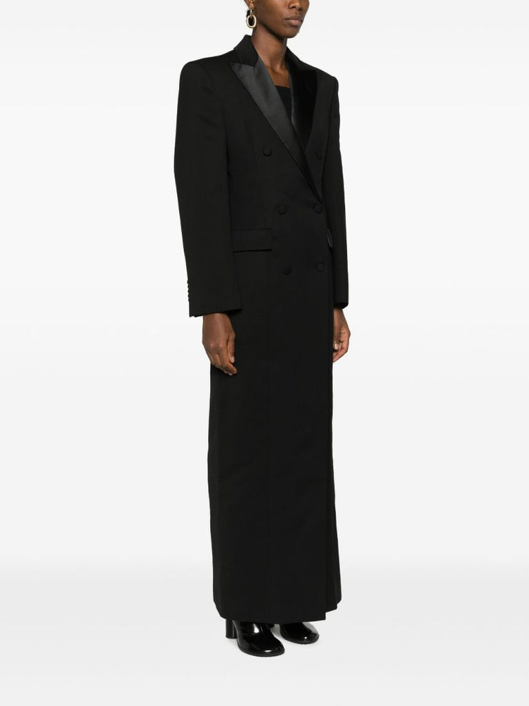 Black Double-breasted Sculpted Coat Dress