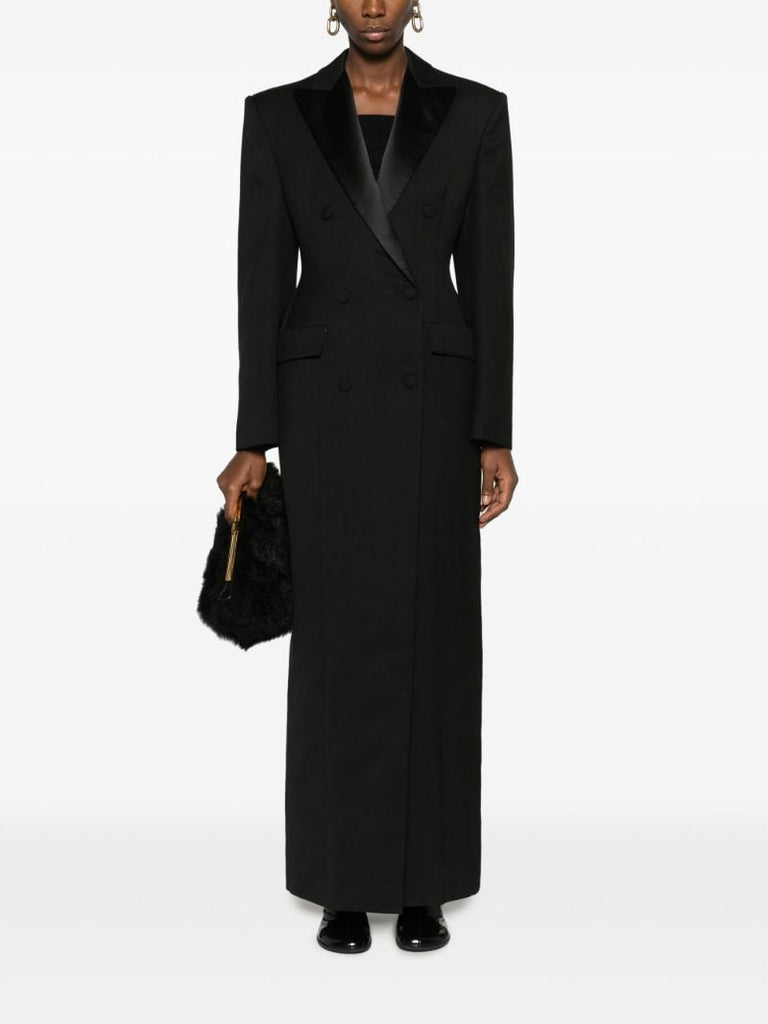 Black Double-breasted Sculpted Coat Dress