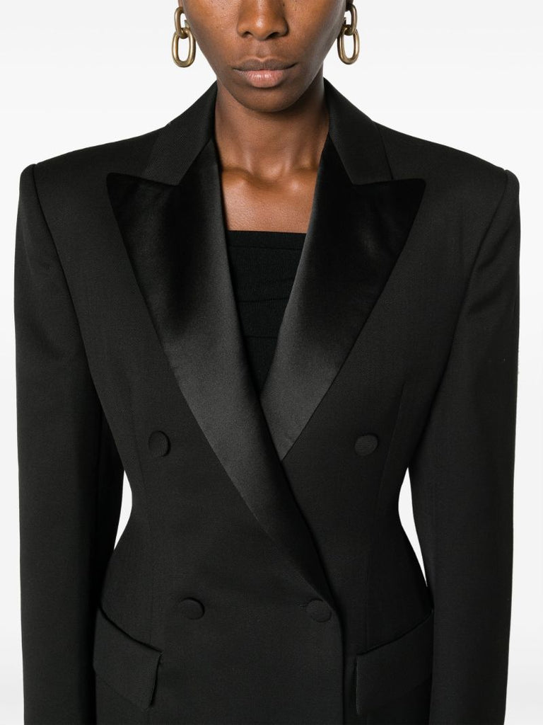 Black Double-breasted Sculpted Coat Dress