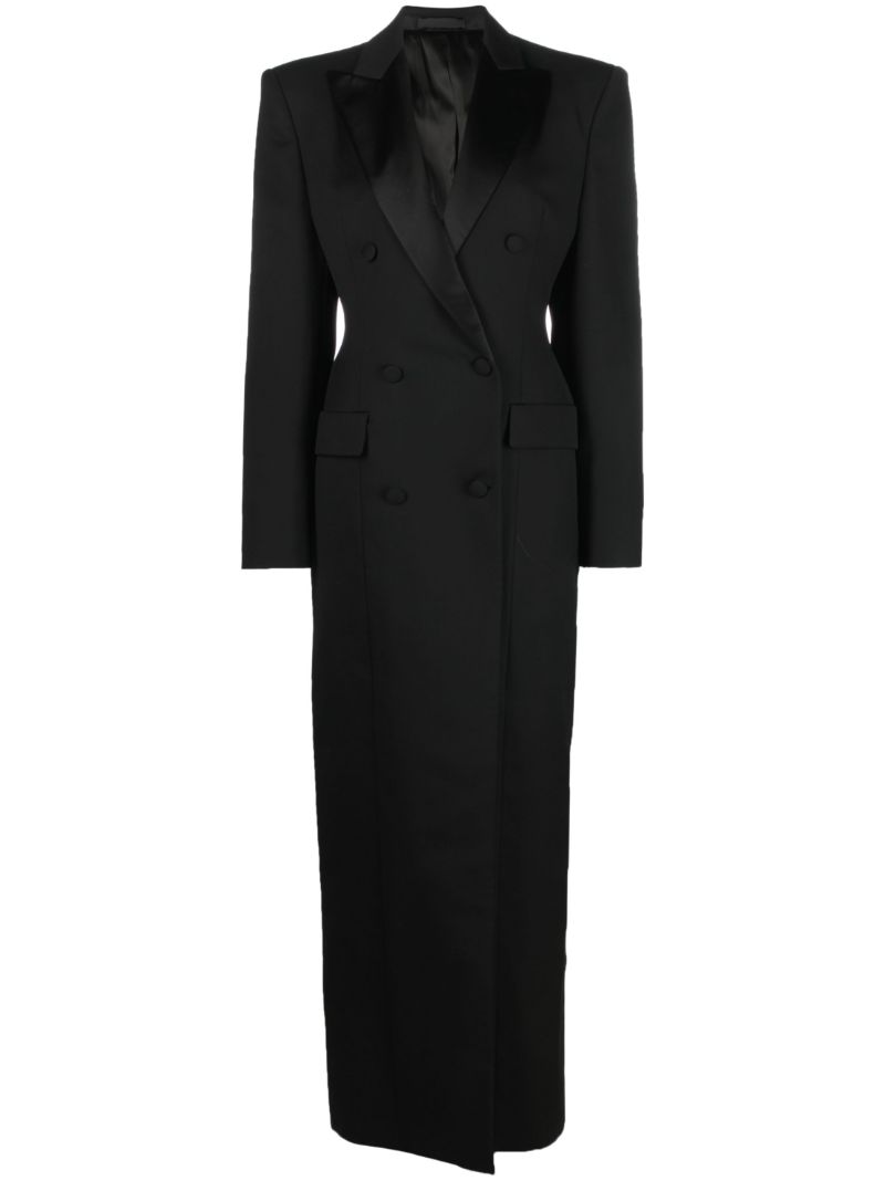 Black Double-breasted Sculpted Coat Dress