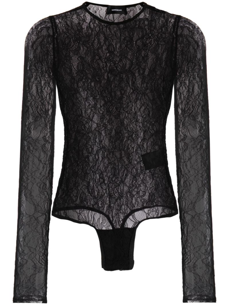 Black Sheer Chantilly-lace Bodysuit