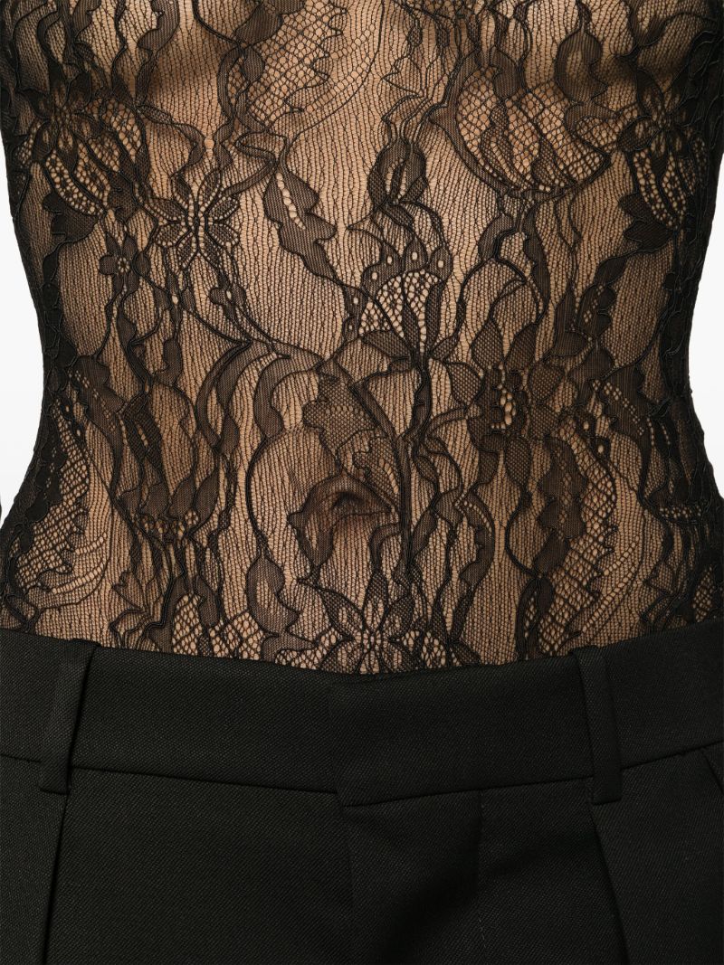 Black Sheer Chantilly-lace Bodysuit