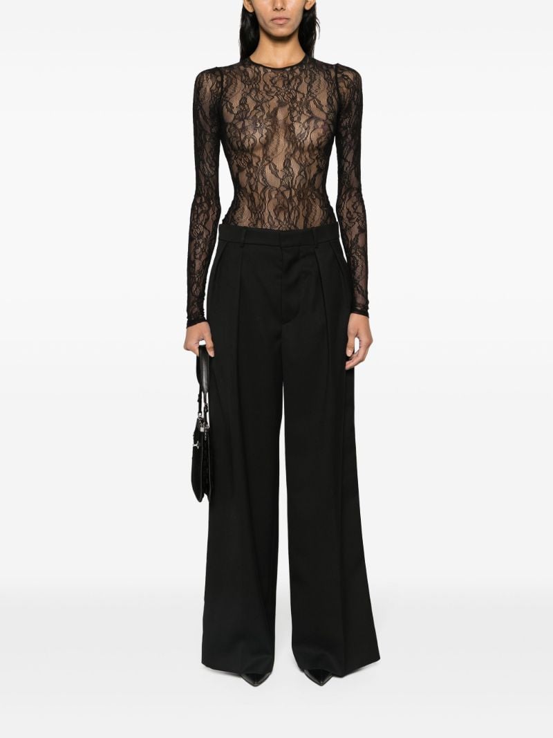 Black Sheer Chantilly-lace Bodysuit