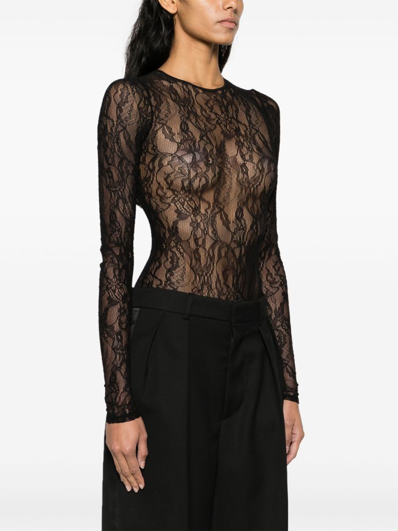 Black Sheer Chantilly-lace Bodysuit
