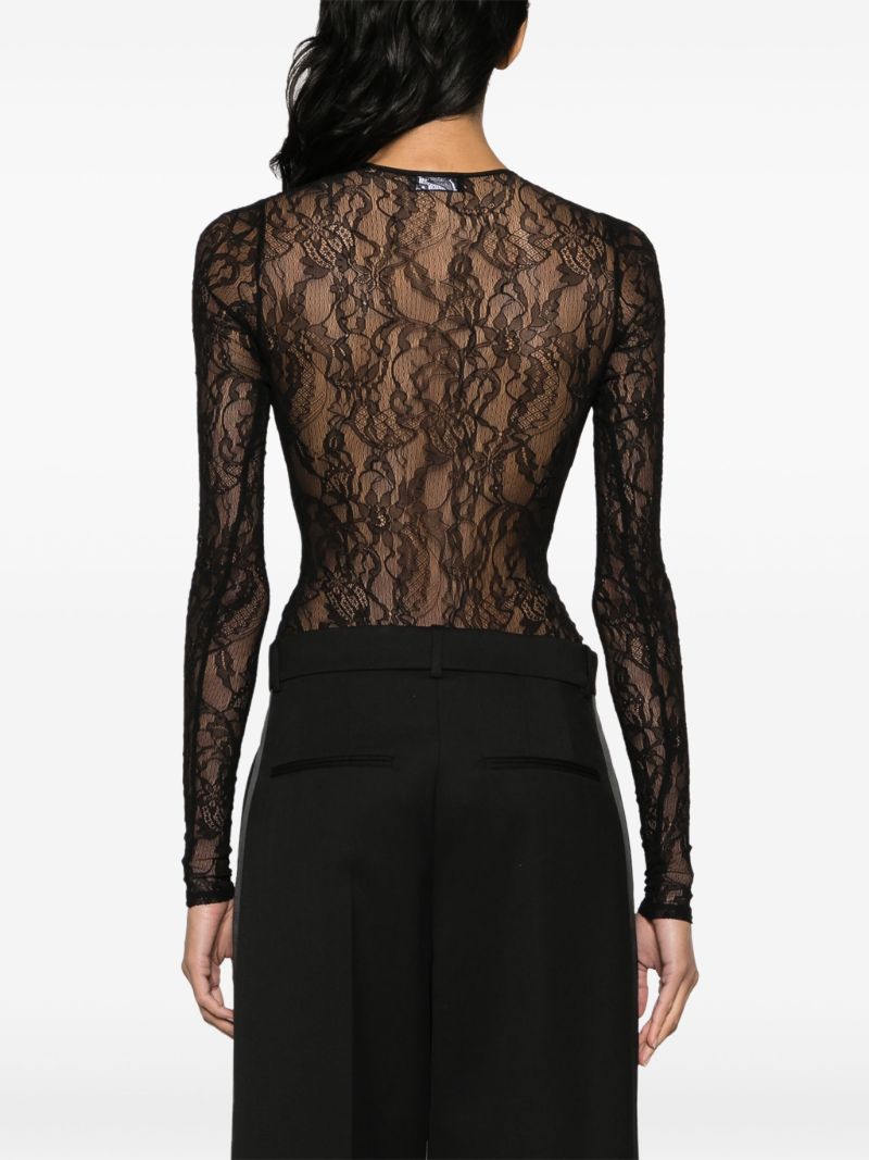 Black Sheer Chantilly-lace Bodysuit