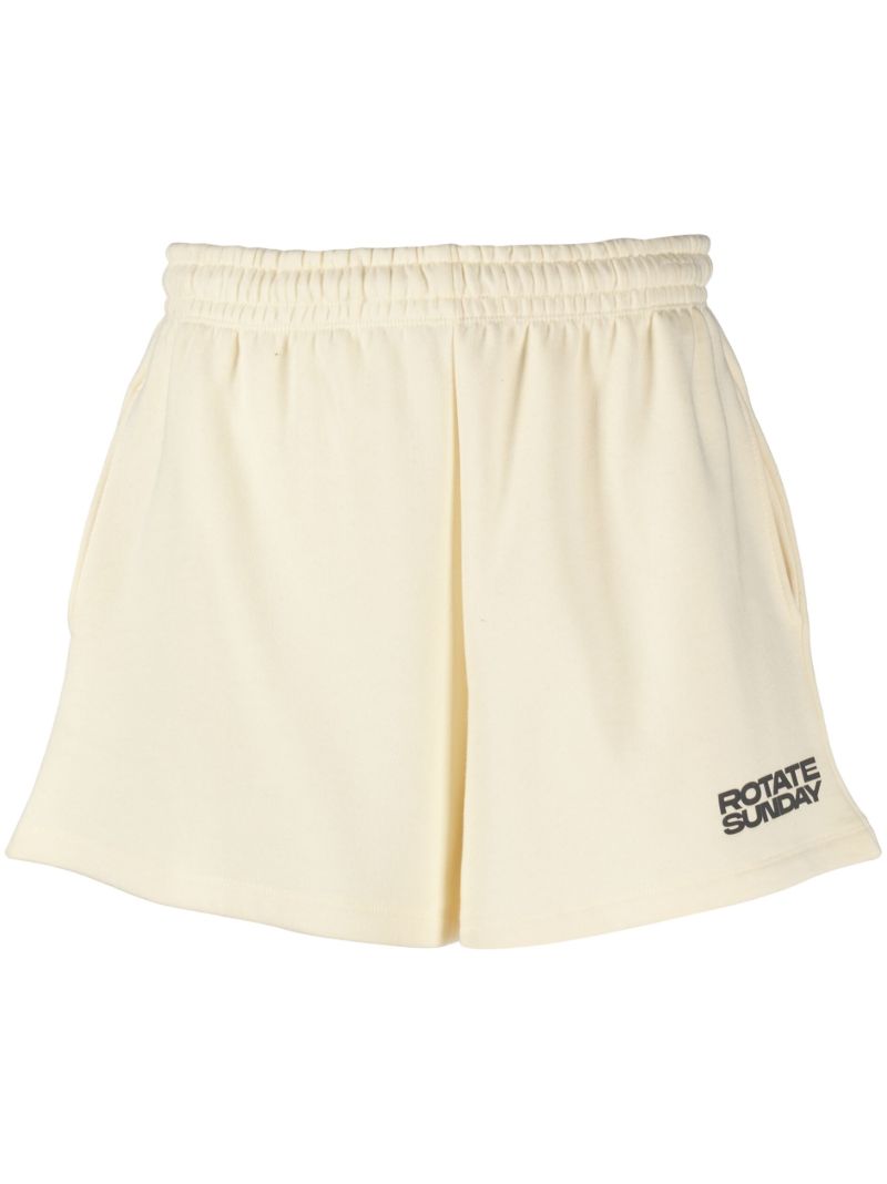 Yellow Logo Print Track Shorts
