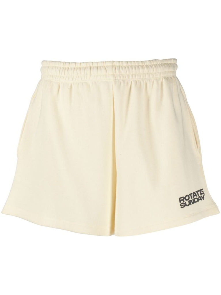 Yellow Logo Print Track Shorts