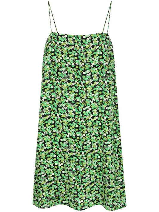 Green Floral Print Mini Dress