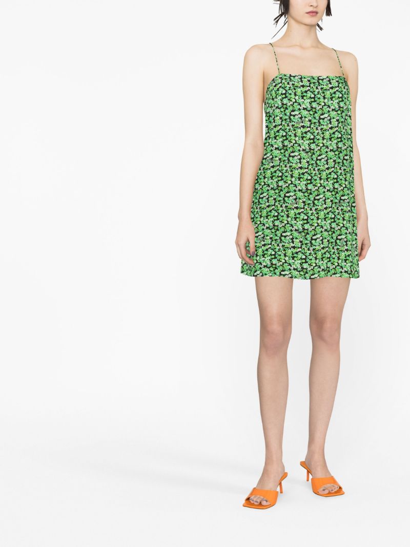 Green Floral Print Mini Dress