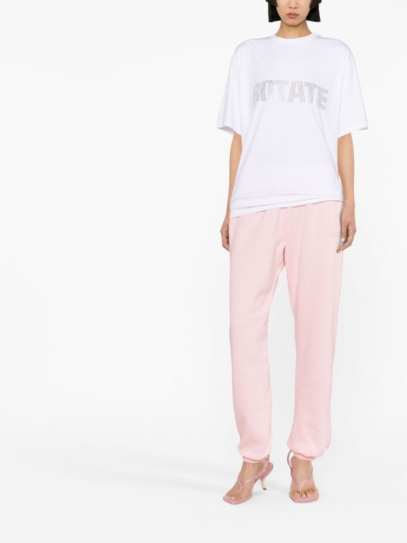 Pink Sequin-embellished Logo Track Pants