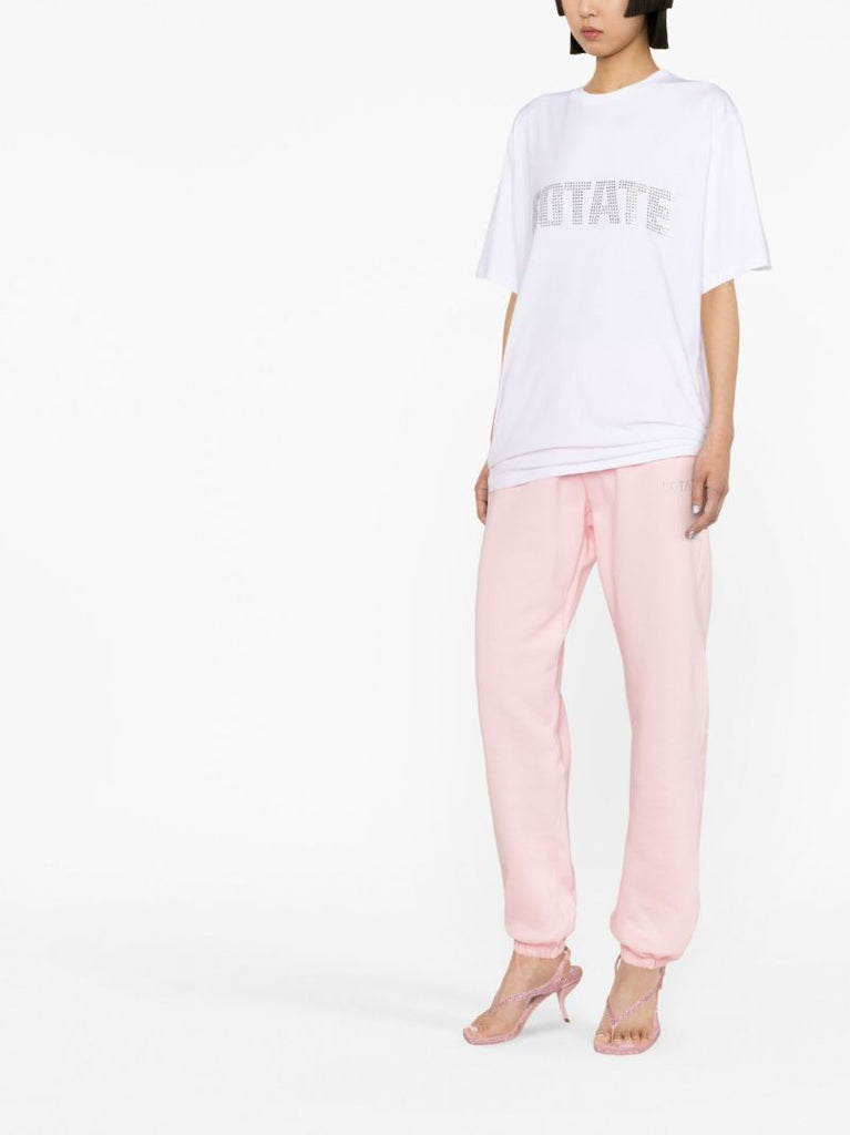 Pink Sequin-embellished Logo Track Pants