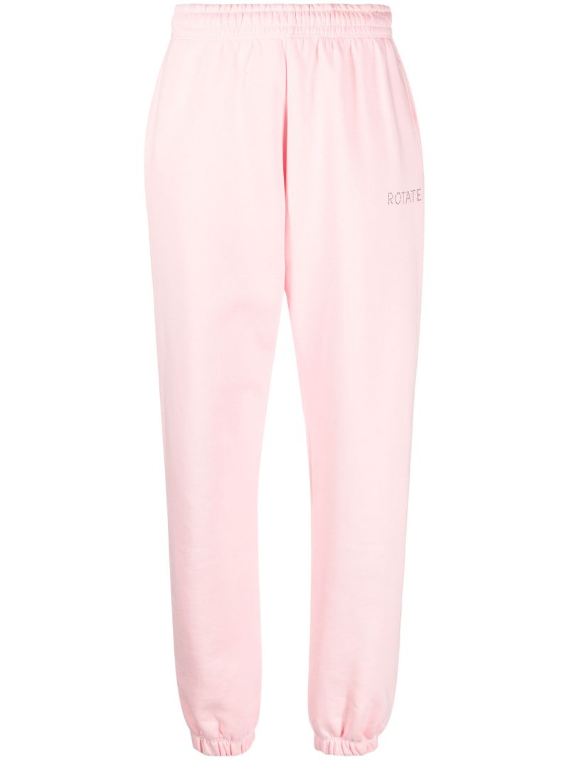 Pink Sequin-embellished Logo Track Pants