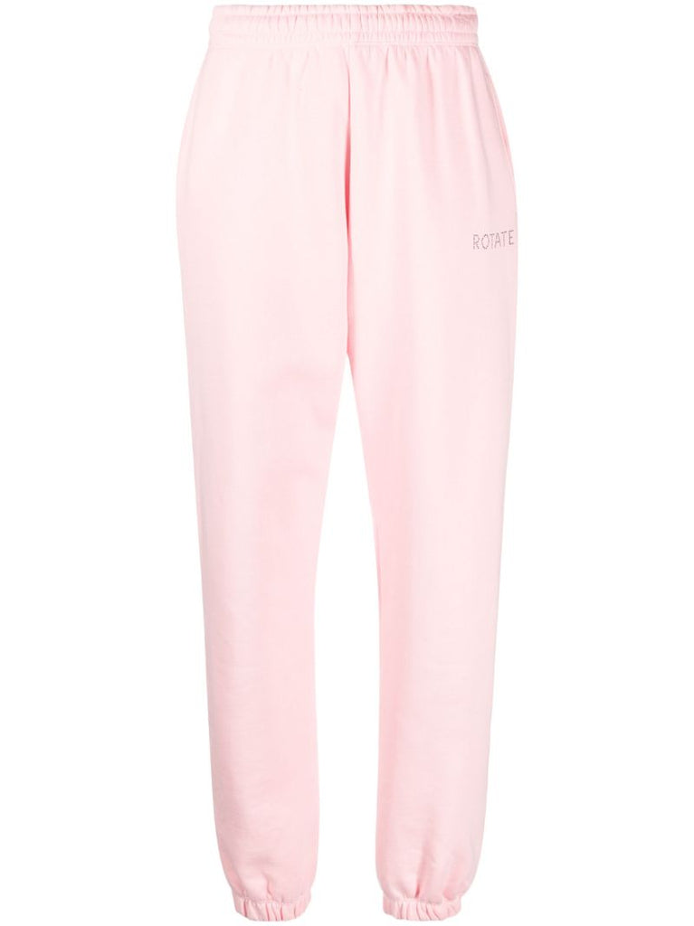 Pink Sequin-embellished Logo Track Pants