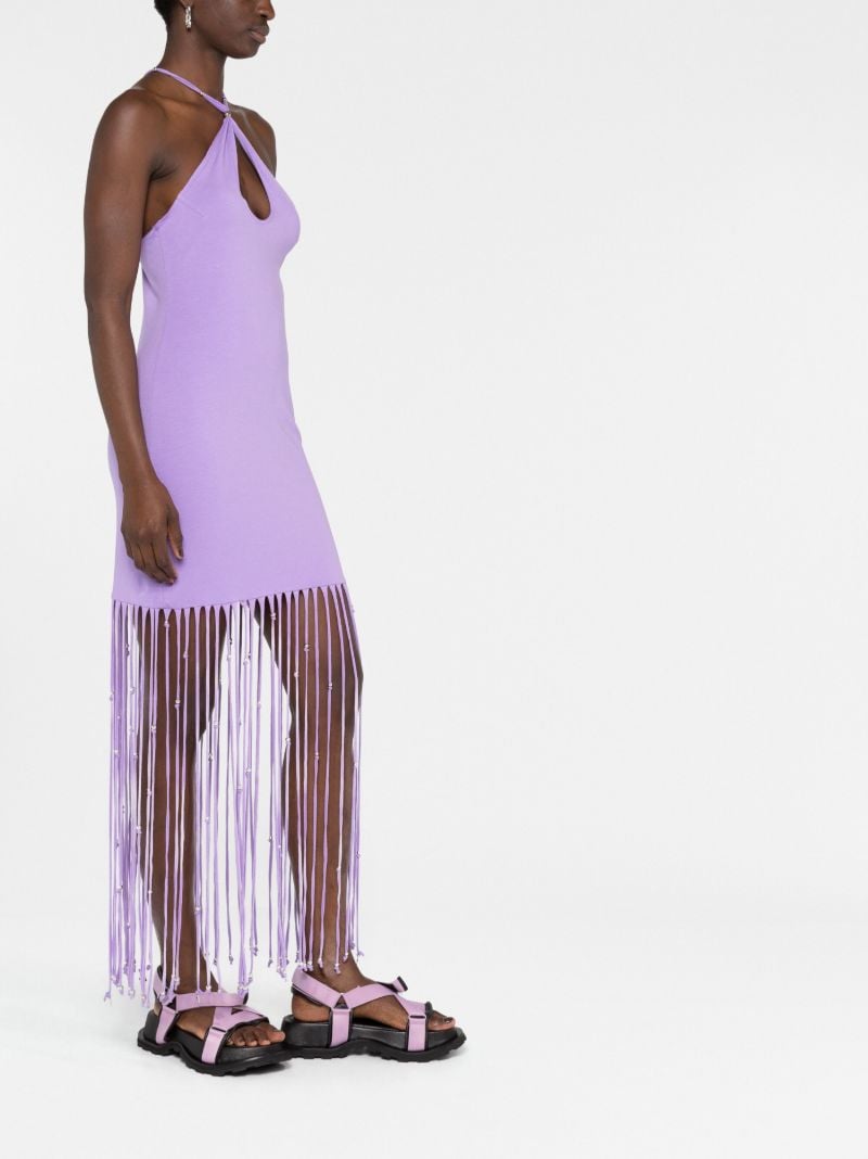 Purple Halterneck Fringed Dress