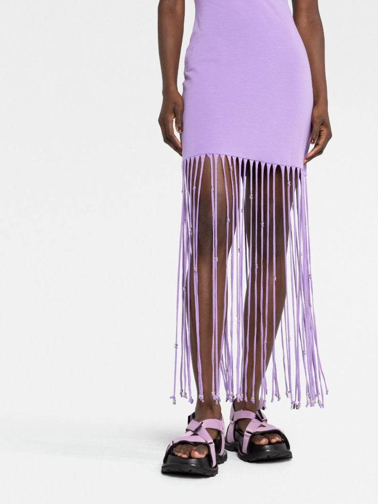 Purple Halterneck Fringed Dress