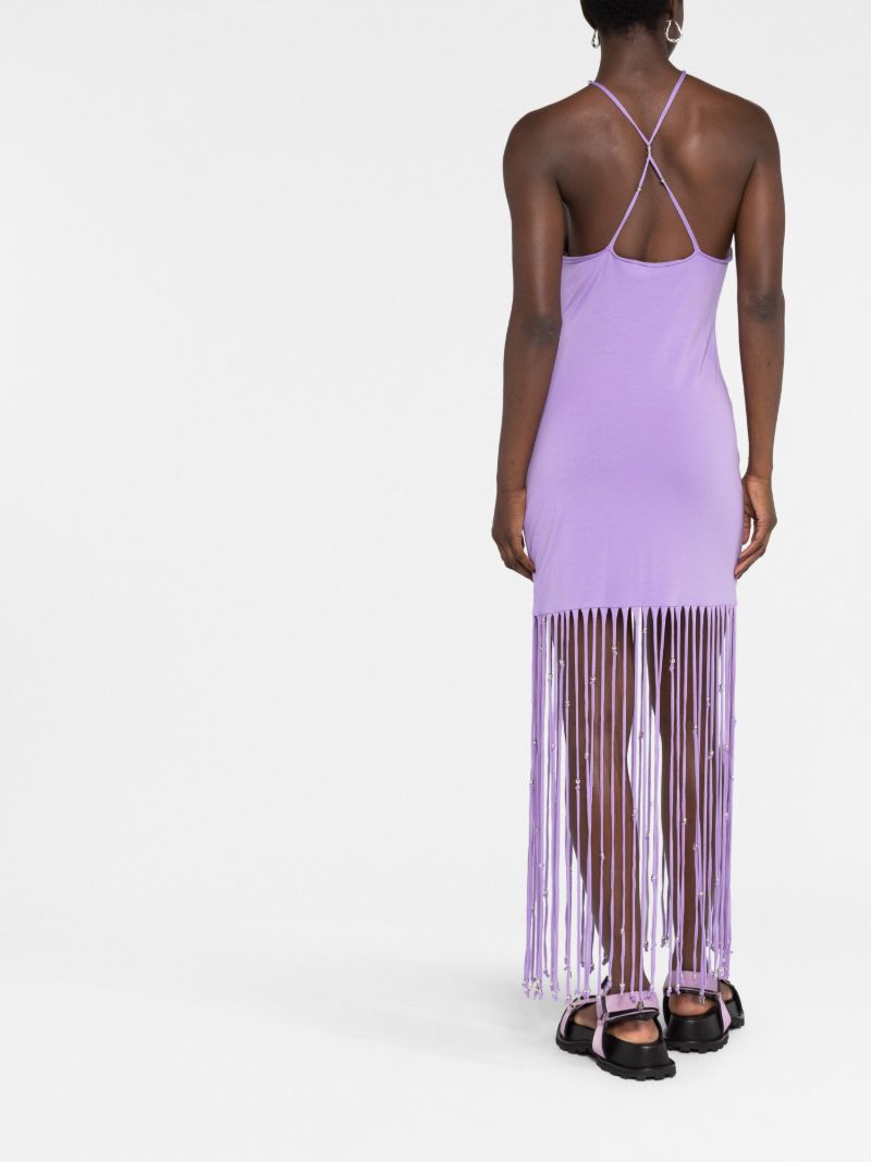 Purple Halterneck Fringed Dress