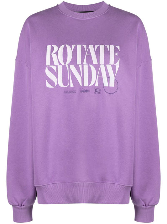 Purple Cotton Logo Embroidered Sweatshirt