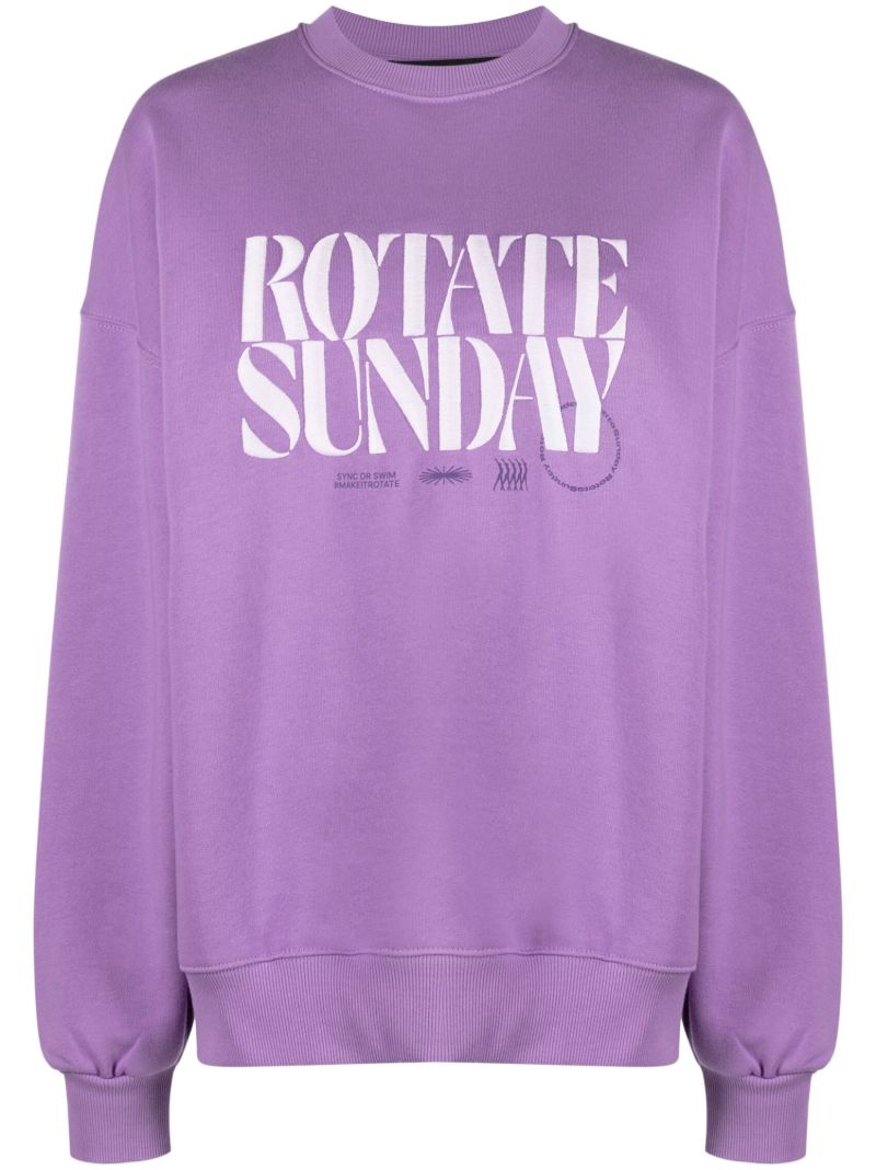 Purple Cotton Logo Embroidered Sweatshirt