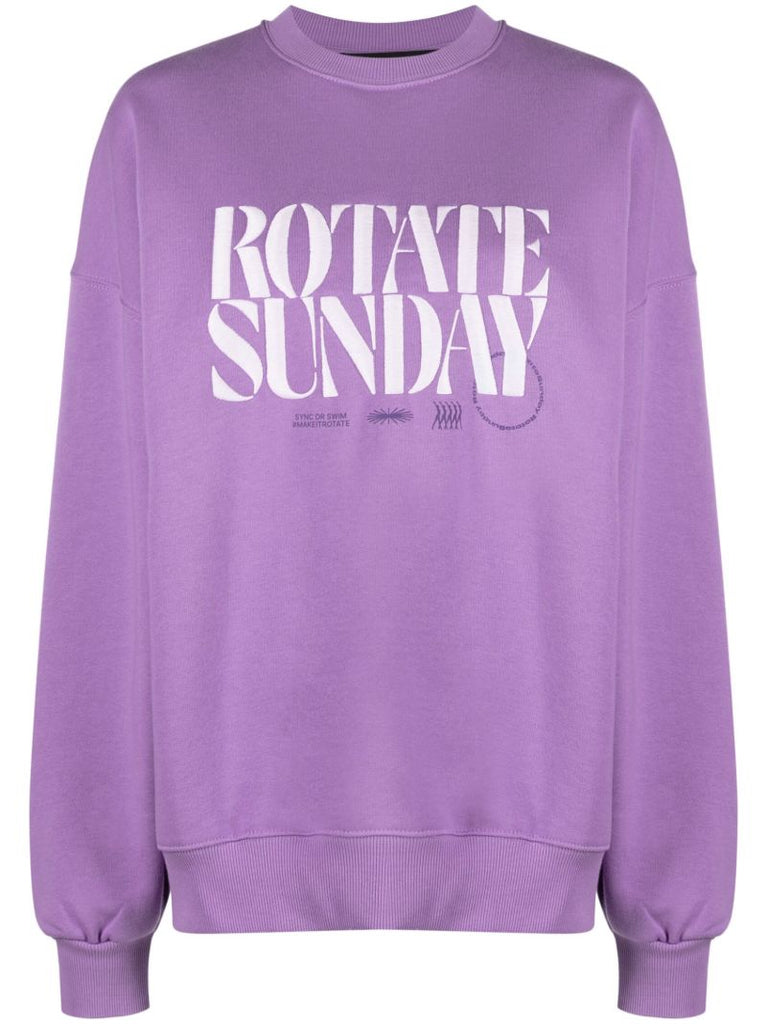 Purple Cotton Logo Embroidered Sweatshirt