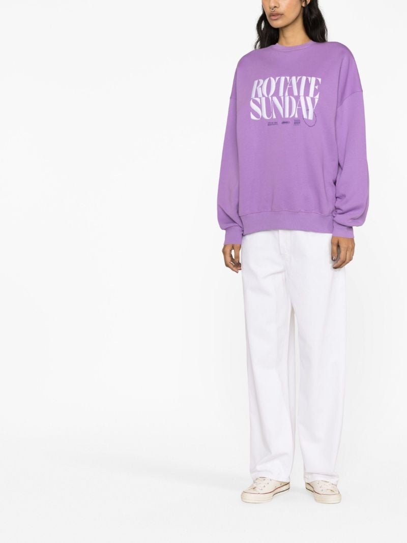 Purple Cotton Logo Embroidered Sweatshirt