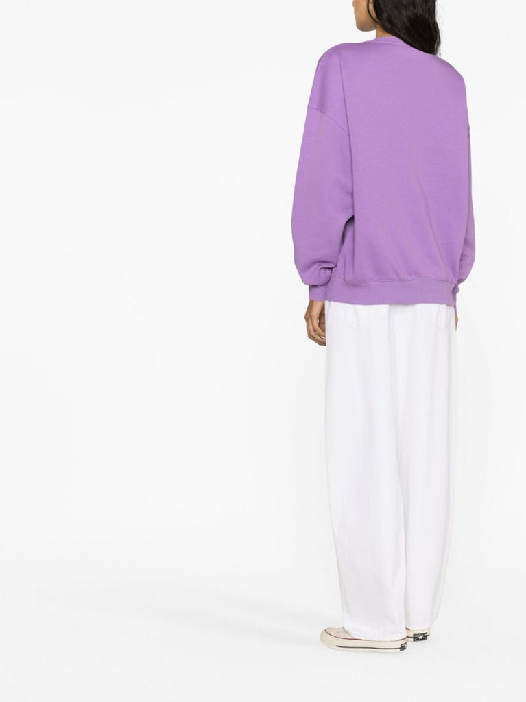 Purple Cotton Logo Embroidered Sweatshirt