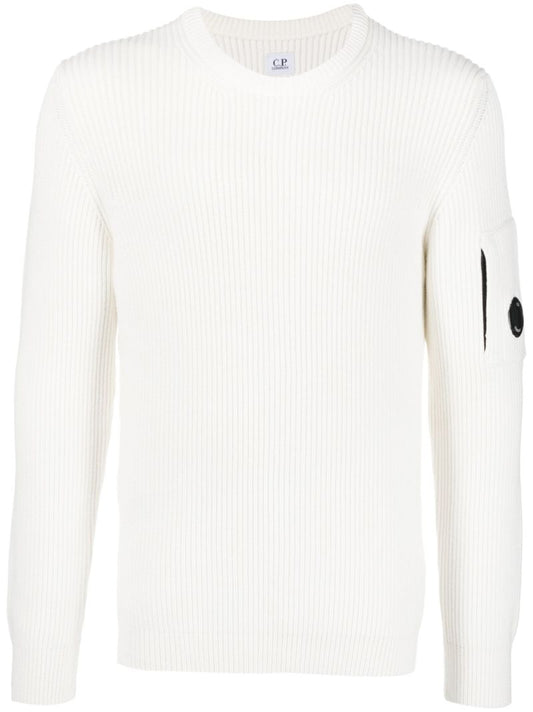 White Lens-detail Cotton-blend Sweater