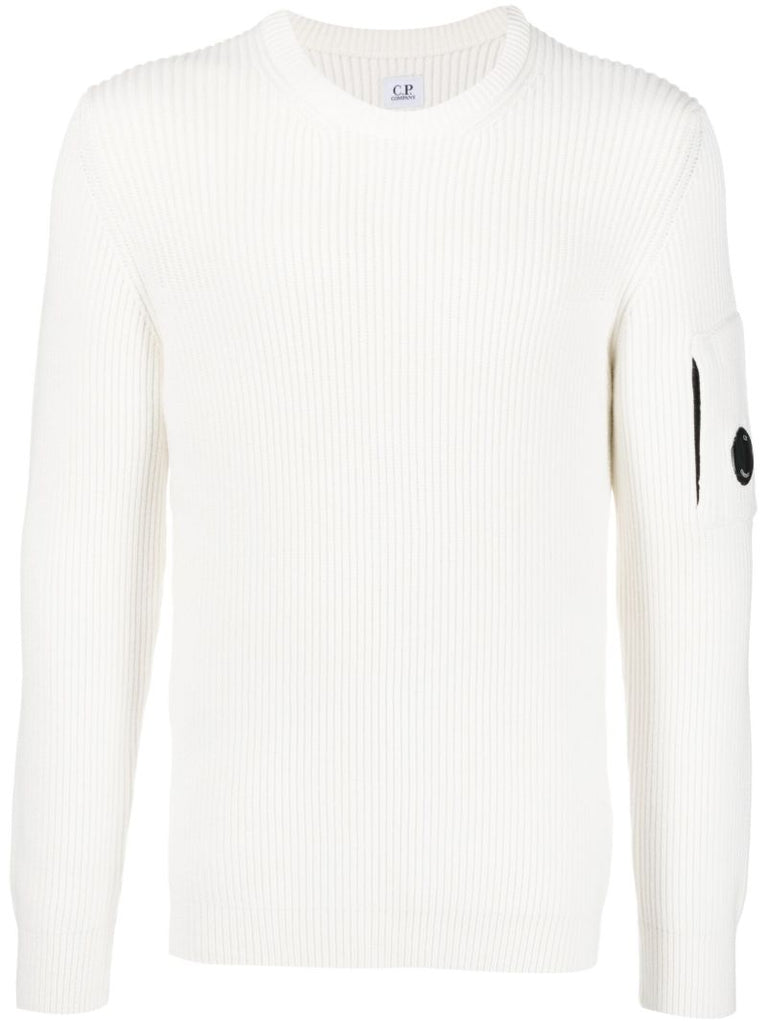 White Lens-detail Cotton-blend Sweater