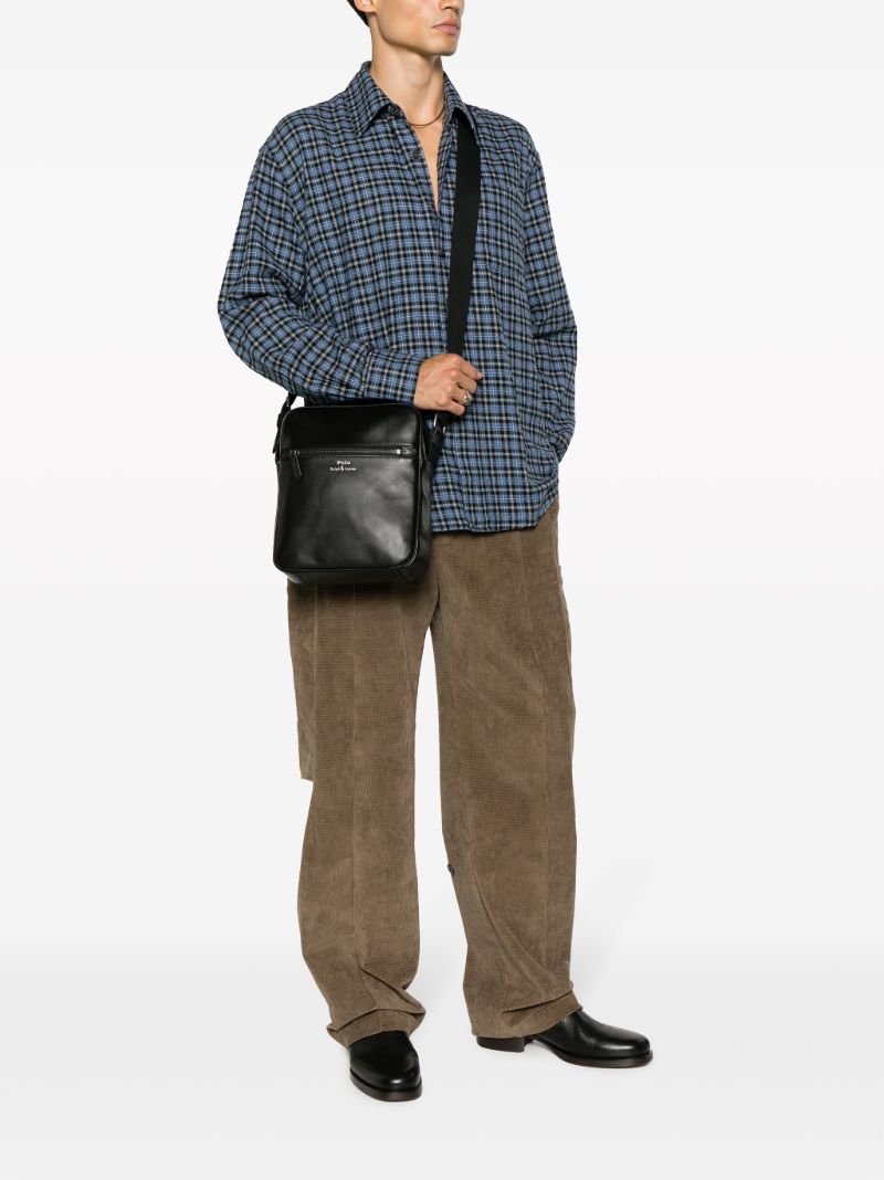 Black Logo-print Leather Shoulder Bag