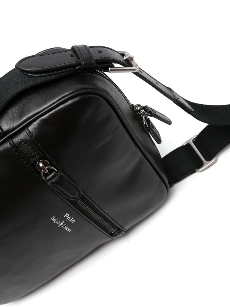 Black Logo-print Leather Shoulder Bag
