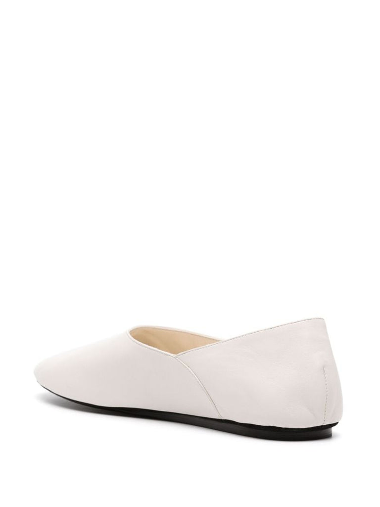 Neutral Leather Ballet Pumps