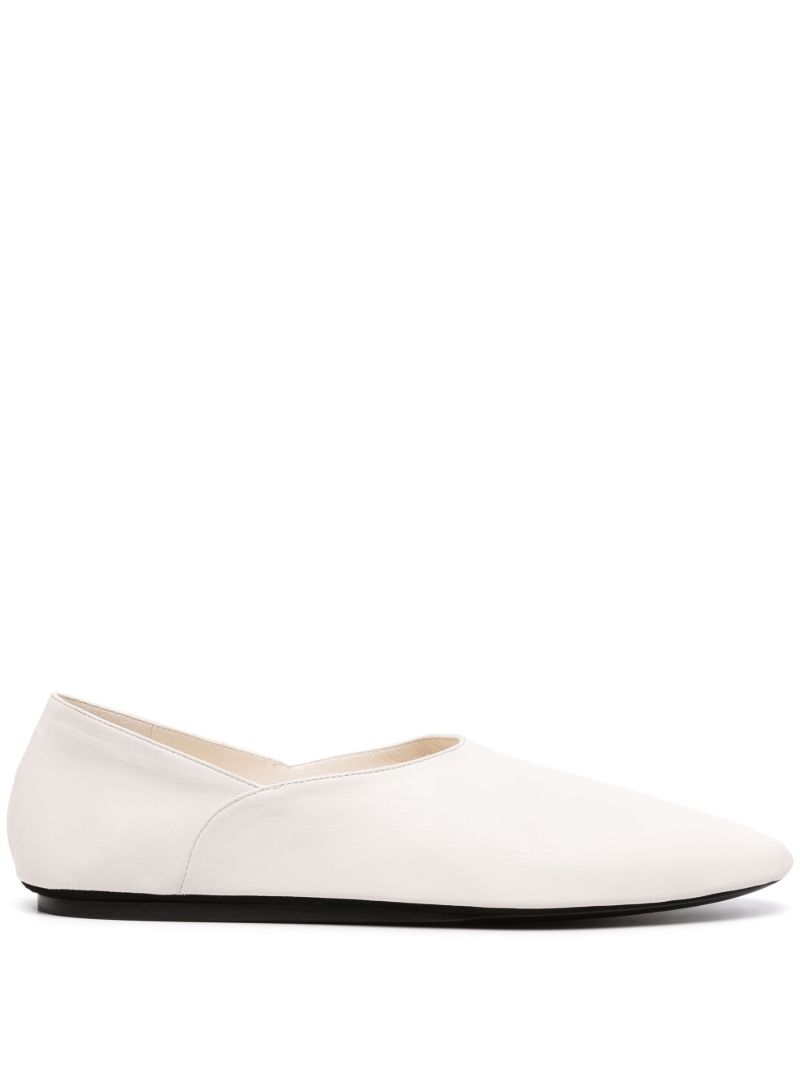 Neutral Leather Ballet Pumps