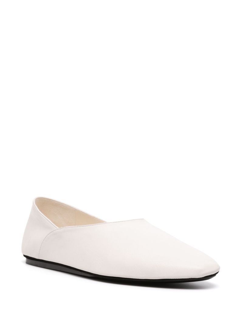 Neutral Leather Ballet Pumps
