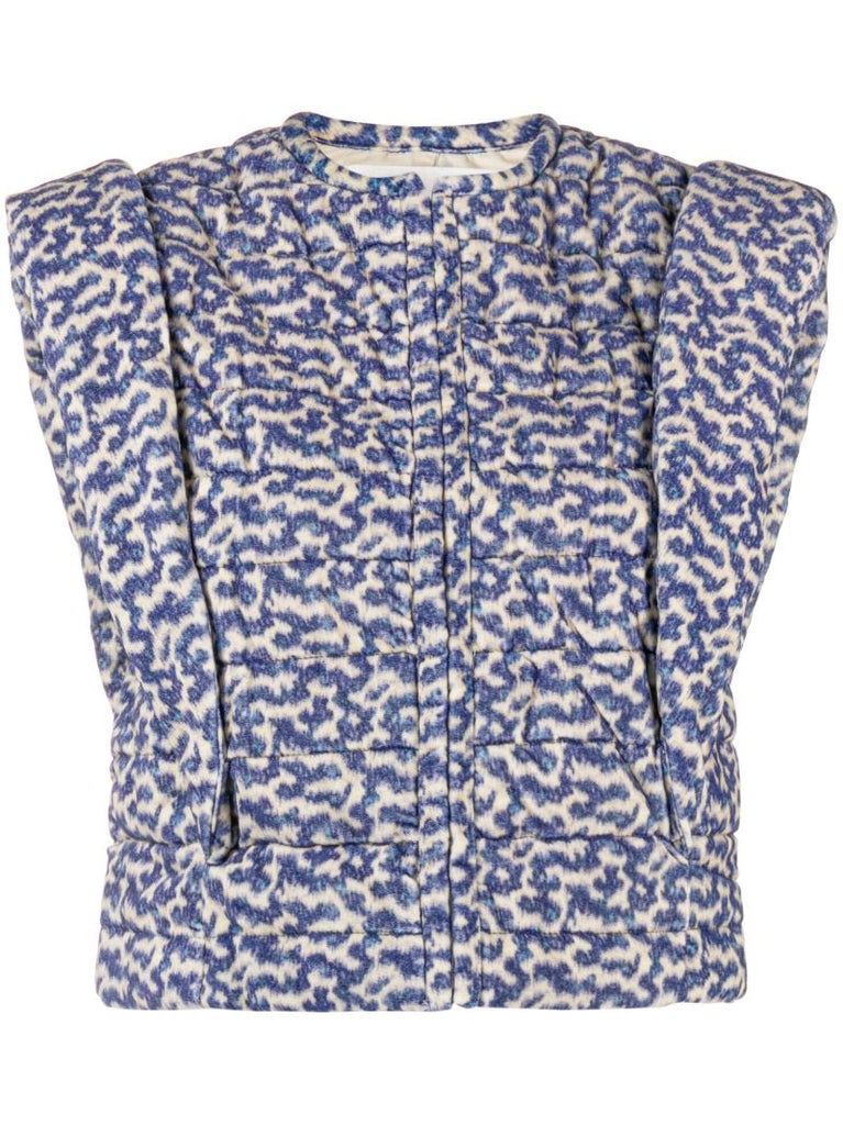 Blue Aziela Quilted Padded Gilet