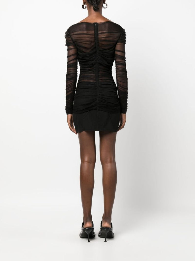 Black Semblance Tulle-overlay Mini Dress
