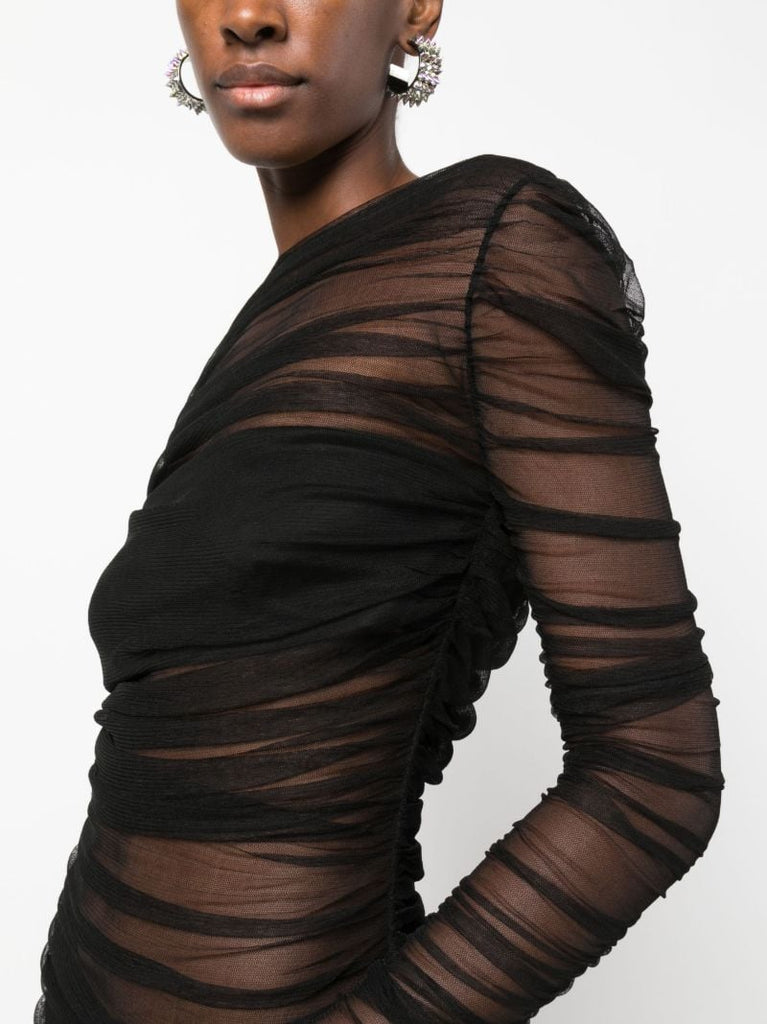 Black Semblance Tulle-overlay Mini Dress