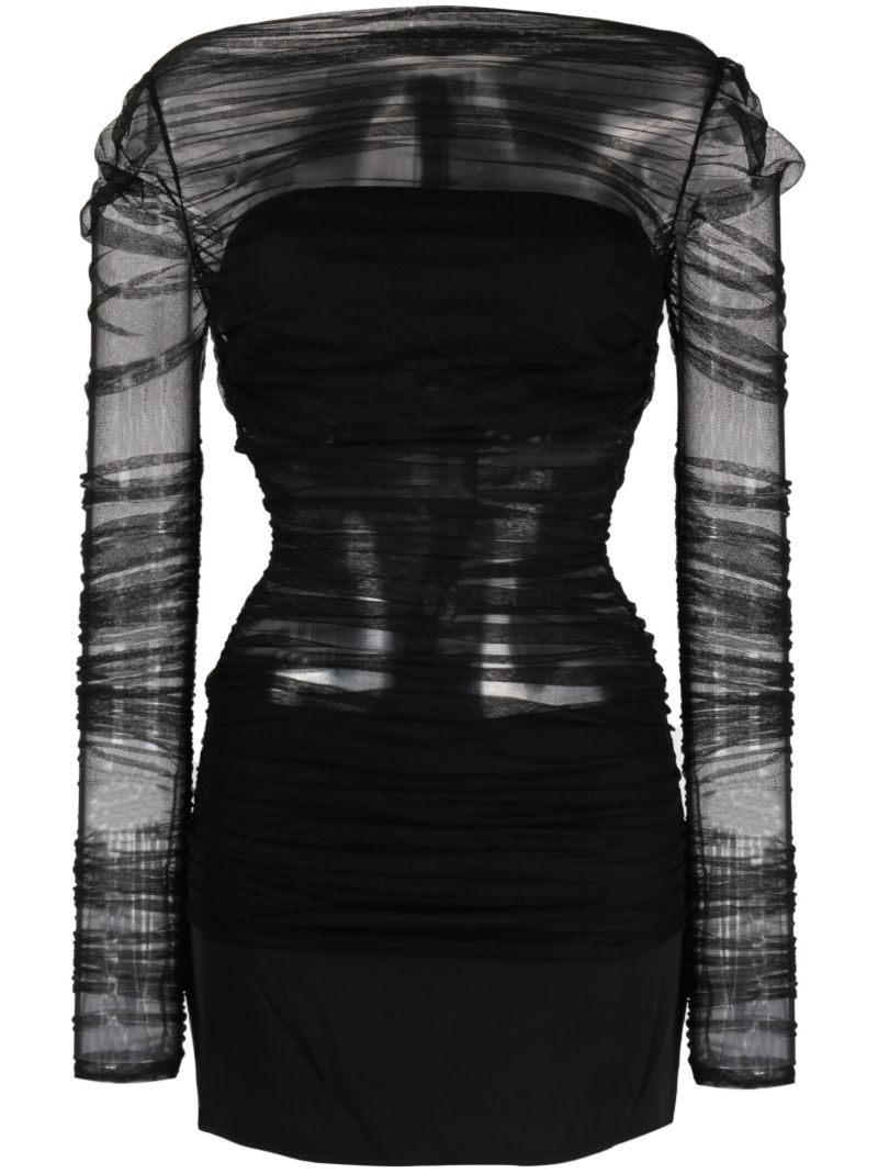 Black Semblance Tulle-overlay Mini Dress