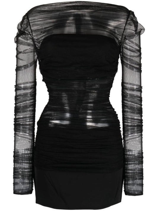 Black Semblance Tulle-overlay Mini Dress