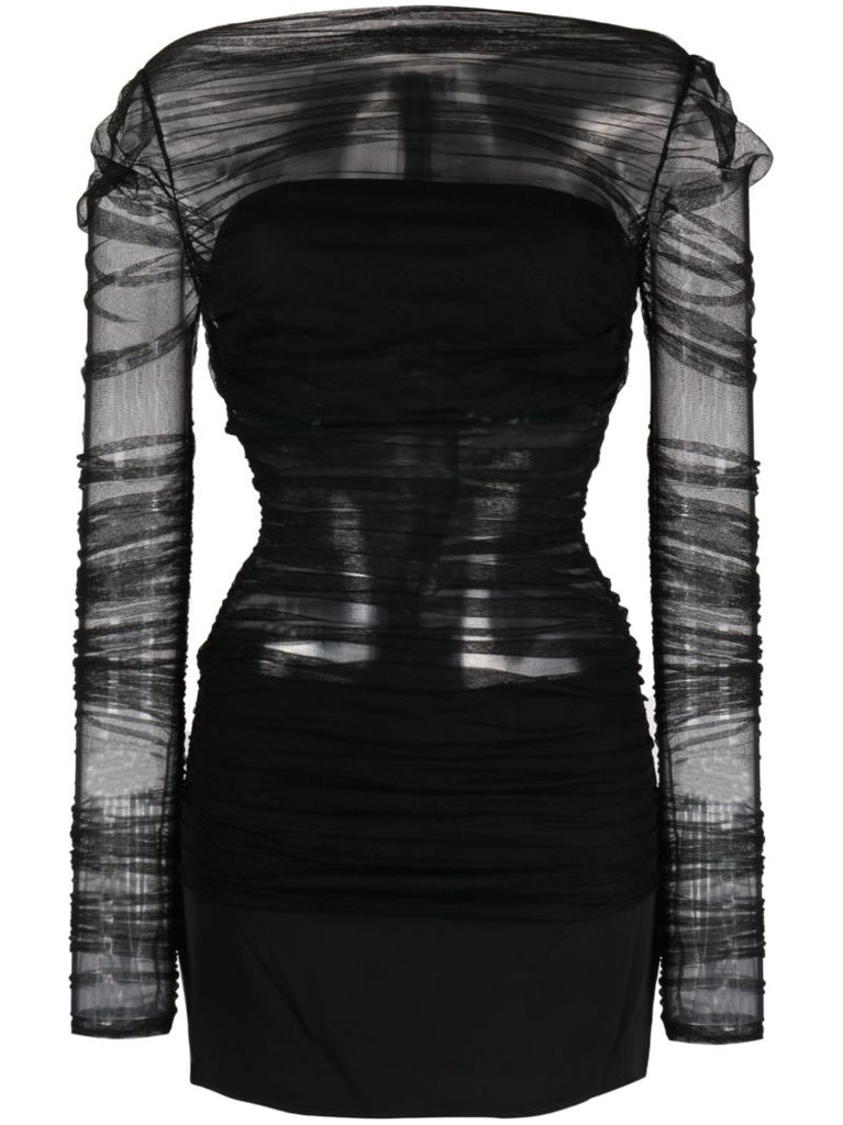 Black Semblance Tulle-overlay Mini Dress