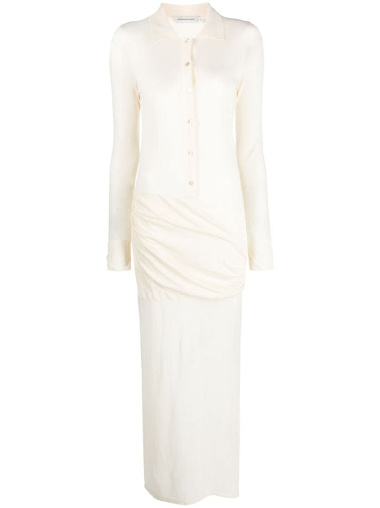 Neutral Kaviro Draped Polo Dress