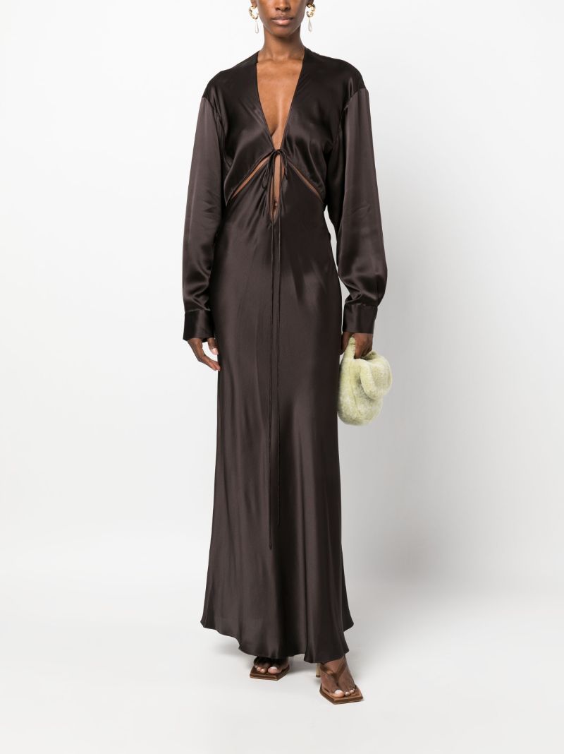Brown Triquetra Silk Maxi Dress