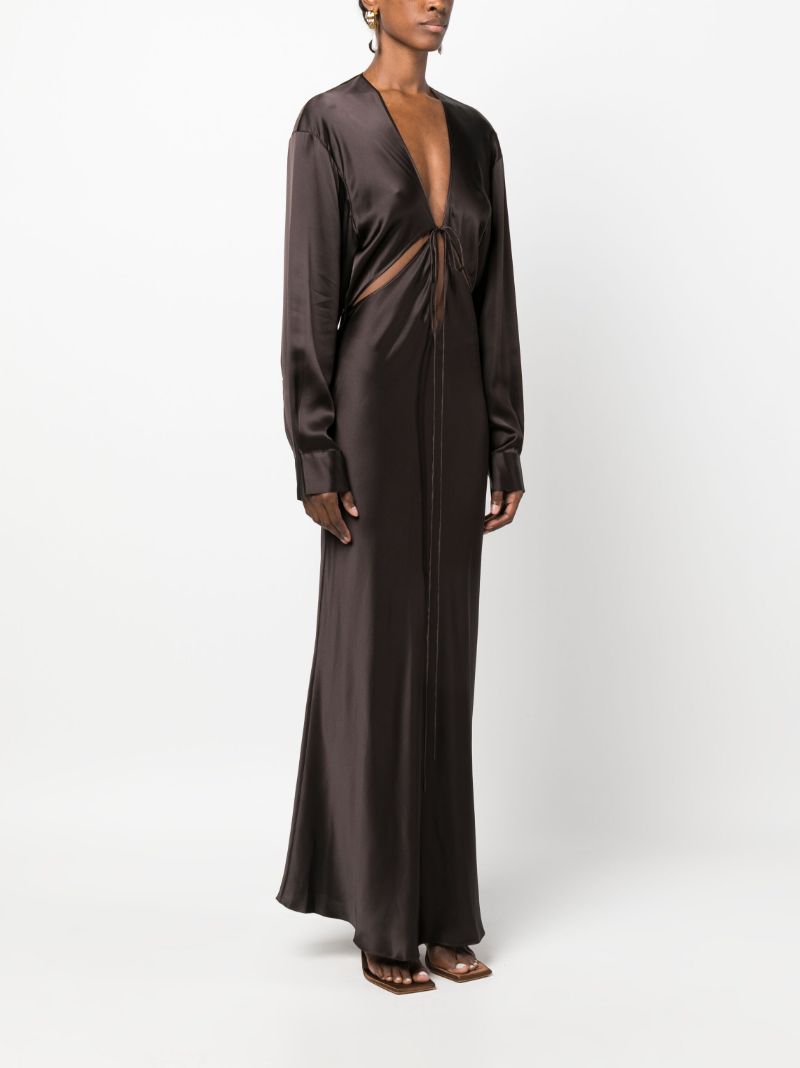 Brown Triquetra Silk Maxi Dress