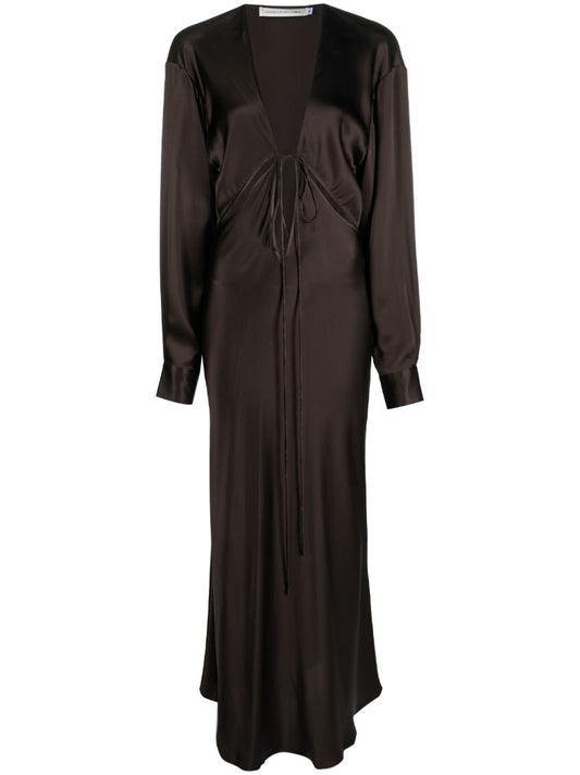 Brown Triquetra Silk Maxi Dress